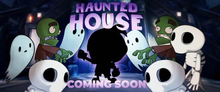 Haunted House banner with ghosts and zombies
